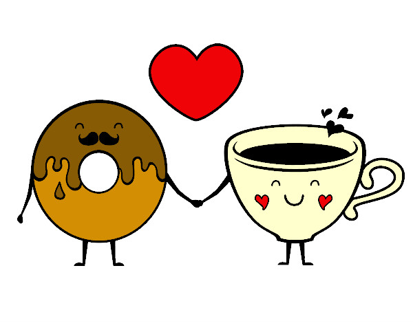 Dibujo Amor entre dónut y té pintado por alee253