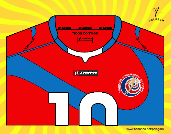 Dibujo Camiseta del mundial de fútbol 2014 de Costa Rica pintado por emanuel11
