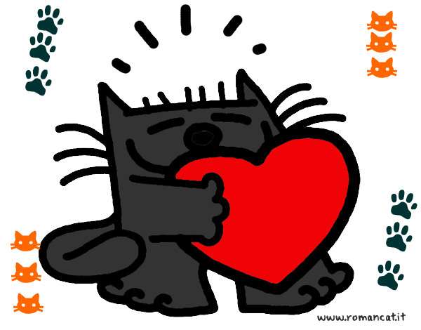 Dibujo El gato y el corazón pintado por ling 