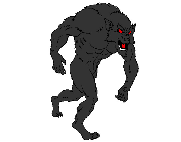 Dibujo Hombre lobo pintado por garrapato