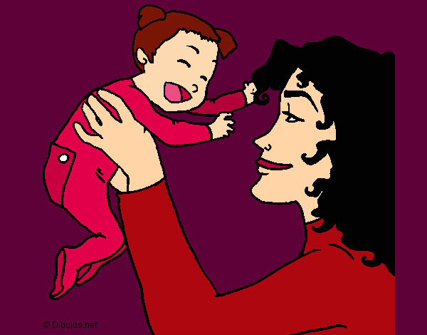 Dibujo Madre con su bebe 1 pintado por elenart