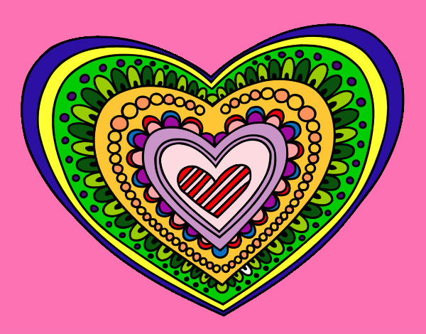 Dibujo Mandala corazón pintado por anasam