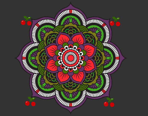 Dibujo Mandala flor oriental pintado por blanca