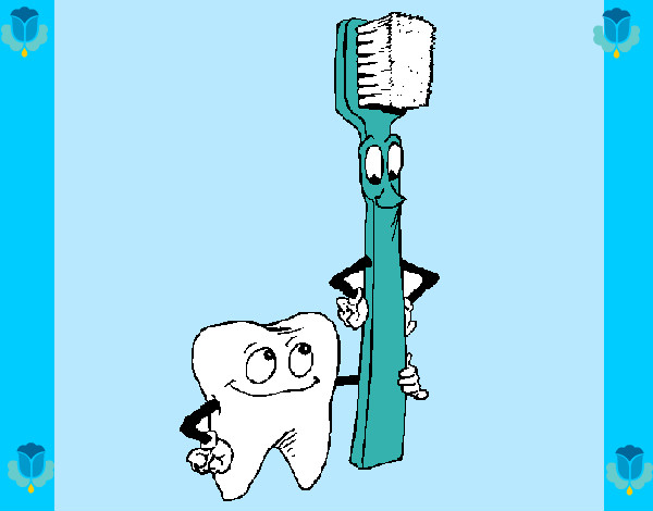 Dibujo Muela y cepillo de dientes pintado por anto22