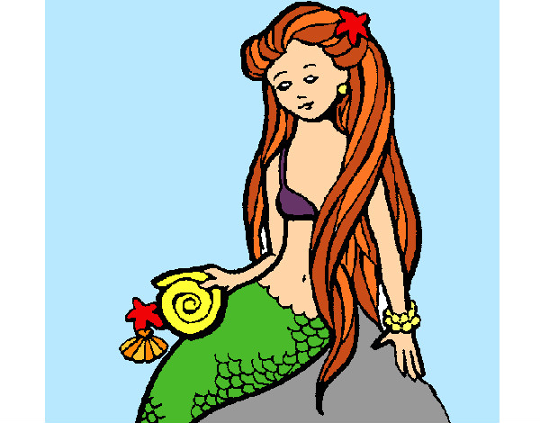 Dibujo Sirena con caracola pintado por sofiaaaaaa