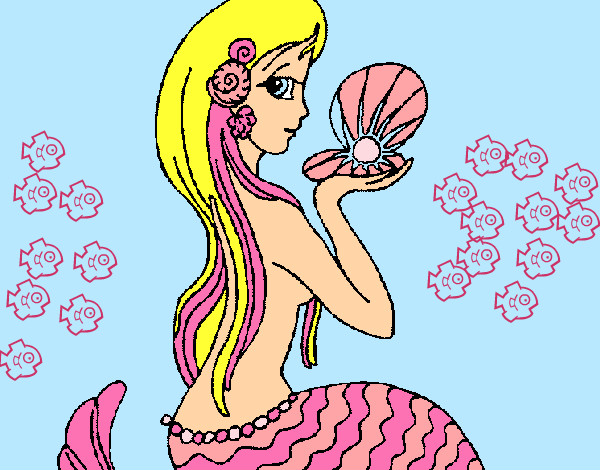 Dibujo Sirena y perla pintado por Rosi29 