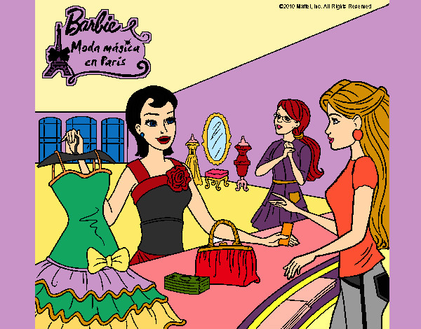Barbie en una tienda de ropa