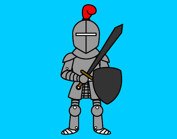 Dibujo Caballero con espada y escudo pintado por Guananga