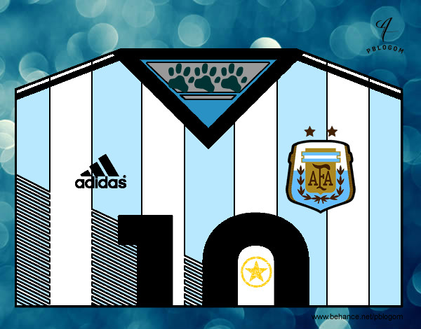 Dibujo Camiseta del mundial de fútbol 2014 de Argentina pintado por Tu_Mama