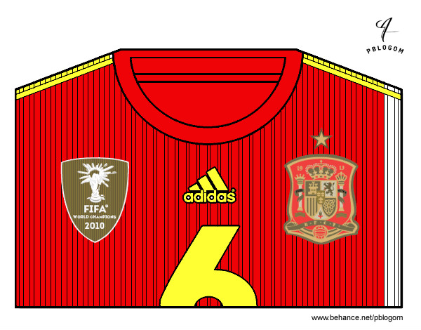 Dibujo Camiseta del mundial de fútbol 2014 de España pintado por Guananga