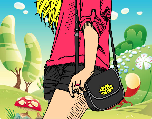Dibujo Chica con bolso pintado por glorina