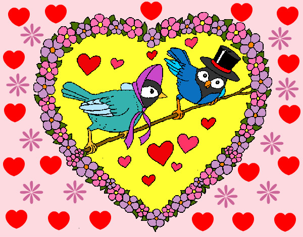 Dibujo Corazón con pájaros pintado por Lovecat