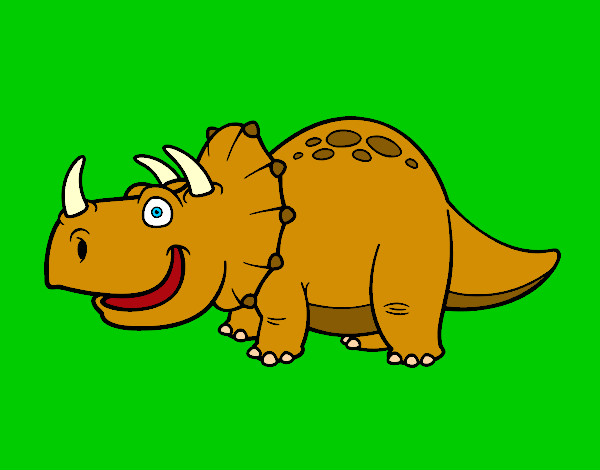 Dibujo Dino Triceratops pintado por Polaco22