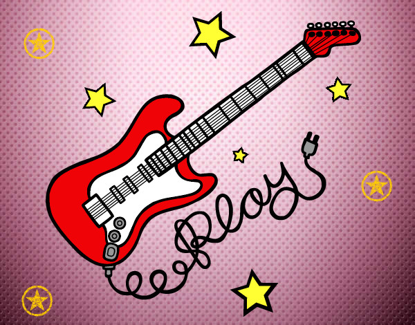 Dibujo Guitarra y estrellas pintado por kikina