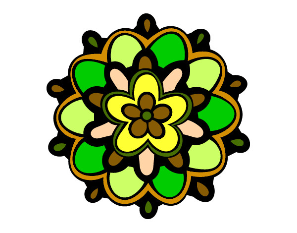 Dibujo Mándala con una flor pintado por pangu