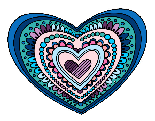 Dibujo Mandala corazón pintado por pangu