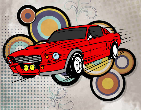 Dibujo Mustang retro pintado por Polaco22