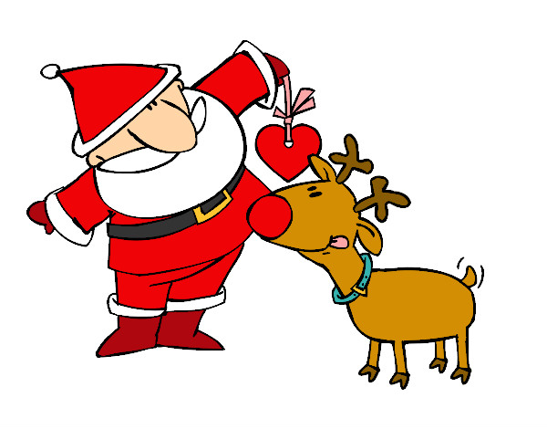 Dibujo Papá Noel y Rudolf pintado por ru_82