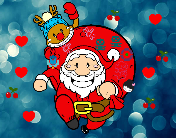 Dibujo Papá Noel y Rudolph pintado por sergillo05