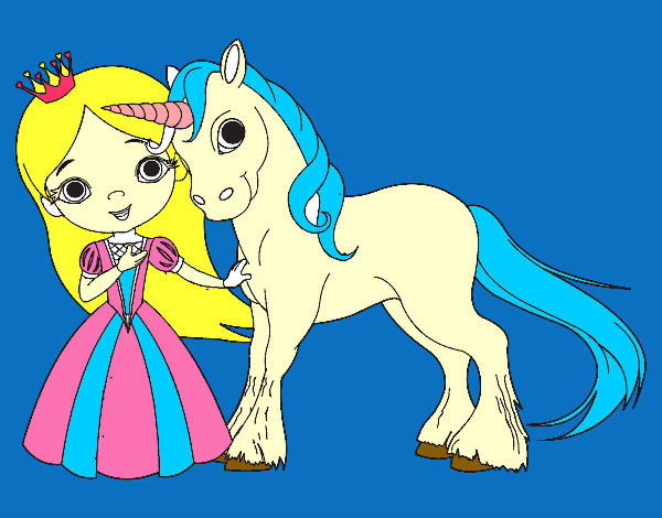 Dibujo Princesa y unicornio pintado por karimenayl