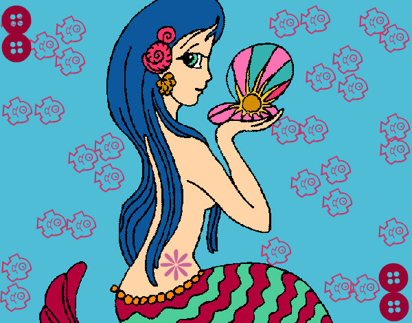 Dibujo Sirena y perla pintado por kharenluz