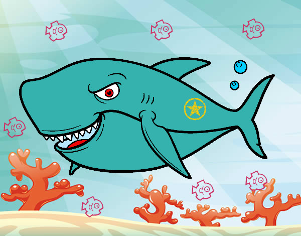 Dibujo Tiburón dentudo pintado por vicki100
