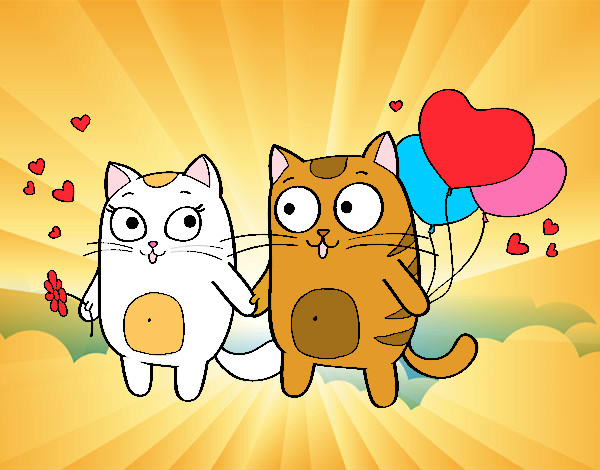 Dos gatitos kawaii enamorados ♥