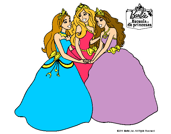 Dibujo Barbie y sus amigas princesas pintado por Lydia1212