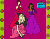 Dibujo Barbie y sus amigas vestidas de gala pintado por deyanira24