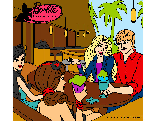 Dibujo Barbie y sus amigos en la heladería pintado por deyanira24