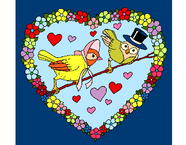 Dibujo Corazón con pájaros pintado por carlosj
