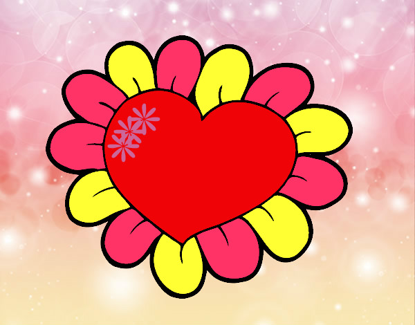 Dibujo Corazón flor pintado por mnmc