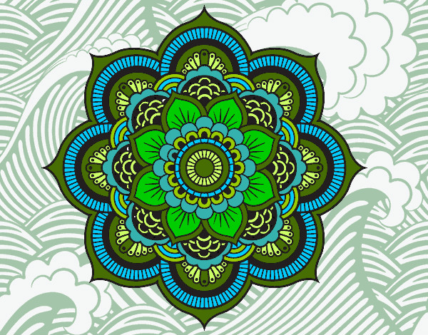 Dibujo Mandala flor oriental pintado por ester2
