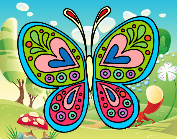 Dibujo Mandala mariposa pintado por aelena2020