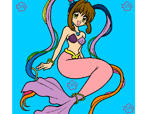Dibujo Sirena con perlas pintado por tanzah