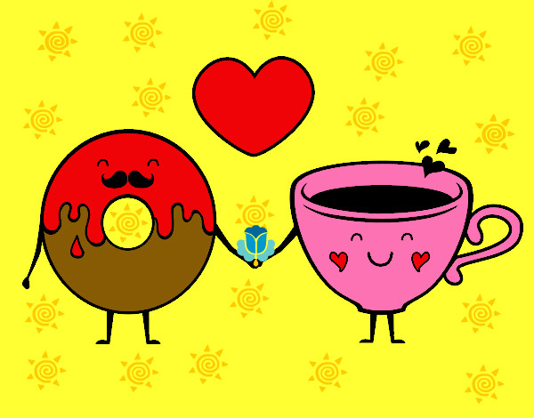 Dibujo Amor entre dónut y té pintado por MelinaAbby