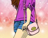 Dibujo Chica con bolso pintado por Valeciitha
