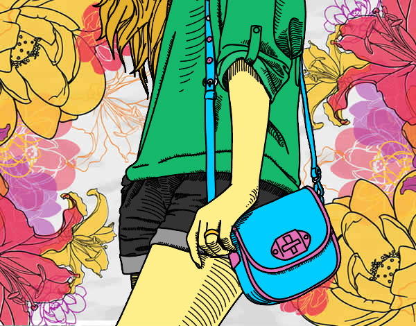 Dibujo Chica con bolso pintado por Valeciitha