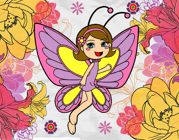 Dibujo Hada mariposa contenta pintado por Arely11