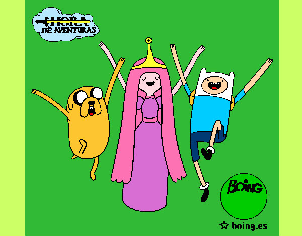 Dibujo Jake, Princesa Chicle y Finn pintado por MelinaAbby