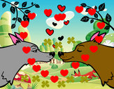 Dibujo Lobos enamorados pintado por MelinaAbby