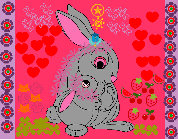 Dibujo Madre conejo pintado por valjaz