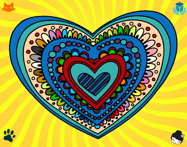 Dibujo Mandala corazón pintado por Lunaley4