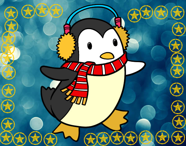 Dibujo Pingüino con bufanda pintado por audora