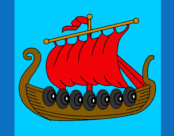 Dibujo Barco vikingo pintado por HCCE
