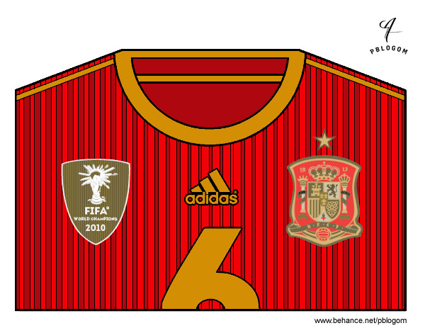 Dibujo Camiseta del mundial de fútbol 2014 de España pintado por adrisupe31