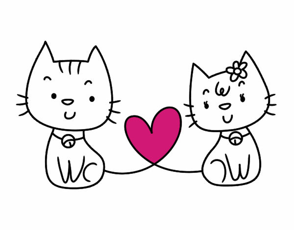 Dibujo Gatos enamorados pintado por Marienrm