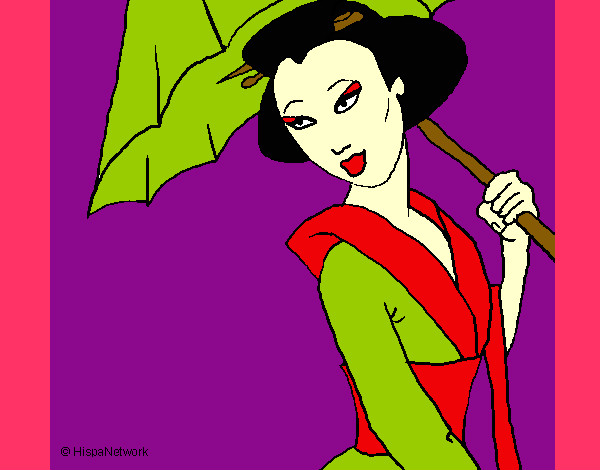 Dibujo Geisha con paraguas pintado por MelinaAbby
