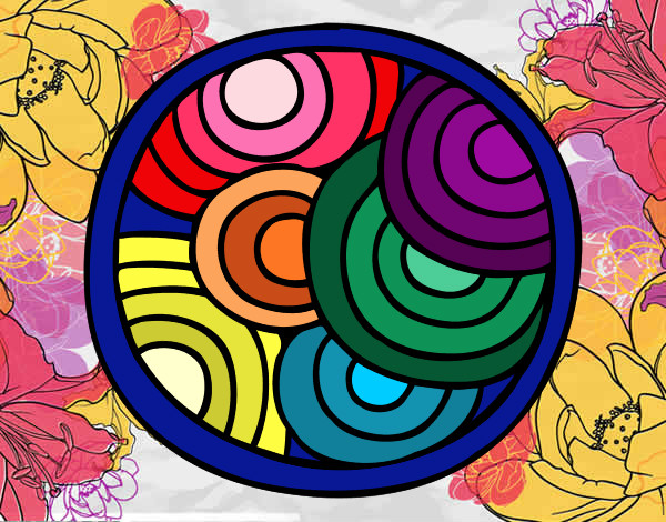 Dibujo Mandala circular pintado por abizura