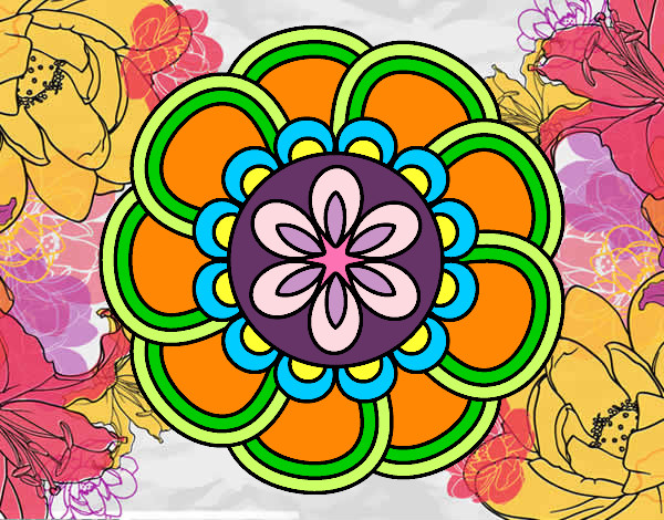 Dibujo Mandala de pétalos pintado por sarah123